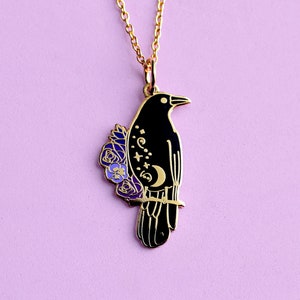 Crow necklace Bird necklace Cute necklace Witch necklace Goth necklace Witchcraft necklace Raven necklace Animal necklace Magic necklace