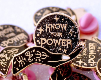 Know your power enamel pin Feminist pin Feminist enamel Girl power Feminist witch pin Witchy pin Wicca Witch enamel Girl gang Magic pins