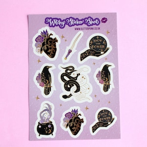 Hexen Sticker Set Witchy Sticker Hexe Geschenke Krähe Sticker Raben Sticker Laptop Sticker Journal Sticker Bujo Sticker Happy Planner Pastel