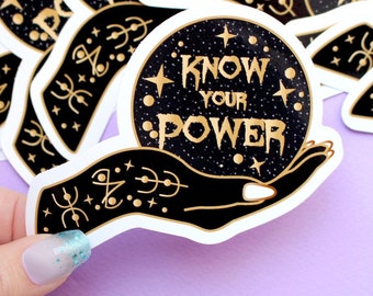 Know your power Feminist sticker Witch sticker Witchy sticker Witchcraft sticker Crystal ball Feminist witch Magic sticker Laptop sticker