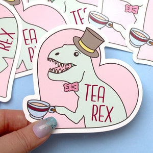 Tea Rex sticker t-rex Tyrannosaurus rex Tea lover sticker Tea lover gift Dinosaur sticker Dinosaur gift Stocking stuffer Laptop sticker Cute
