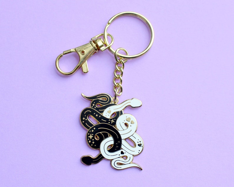 Snake key chain Keychain Black and white Gothic key chain Key Etsy