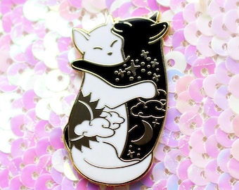 Day & Night Hugging Cat Enamel Pins