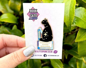 Library Card Holder Cat Enamel Pin
