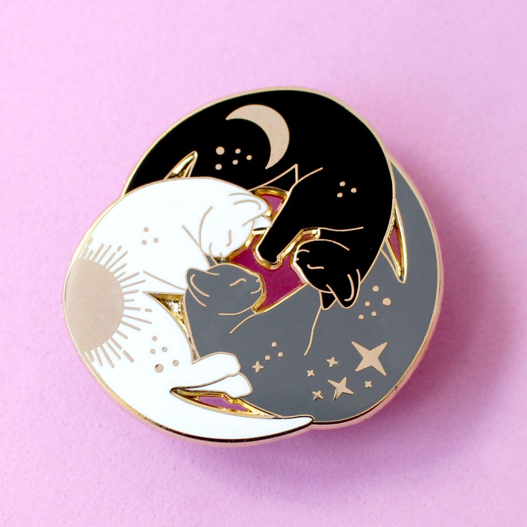 Triangular Cat Pin Trio of Cats Enamel Pin - Etsy