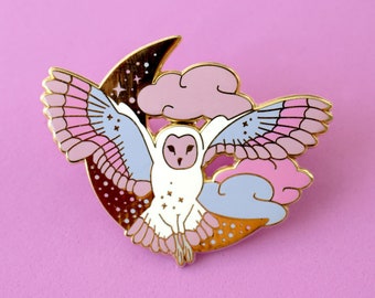 Midnight Owl enamel pin Bird pin Flying owl Pastel enamel pin Witch enamel pin Pastel goth Cute Gothic enamel pin Witch gifts Wise owl