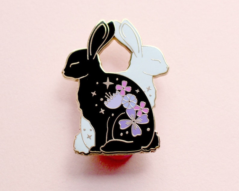 Floral Rabbit Enamel Pin Animal With Flowers Animal Enamel Pin - Etsy UK