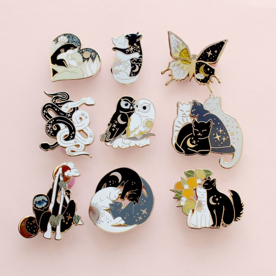 Any 5 Pins Cute Enamel Pin Set Pin Set Pin Gift Pin Collection Cute Pins  Cute Enamel Pins Pin Deal Cat Enamel Pin Witchy Enamel Pin Black 
