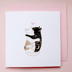 Hugging Cats Card