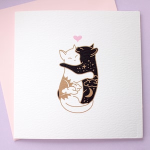 Day & Night Hugging Cats Card image 4