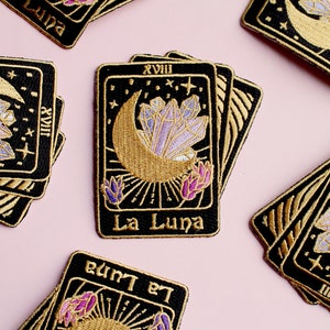 Carte de tarot thermocollante La Luna Patch sorcière Patch gothique Patch magique Cadeau sorcière Patch lune Croissant de lune Patch Fortune Cadeau gothique Flair