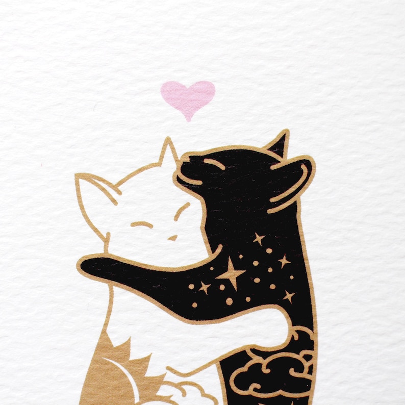 Day & Night Hugging Cats Card image 3