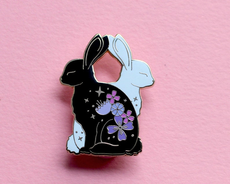 Floral Rabbit Enamel Pin Animal With Flowers Animal Enamel Pin - Etsy UK