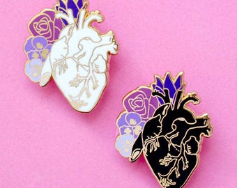 Anatomical heart enamel pin