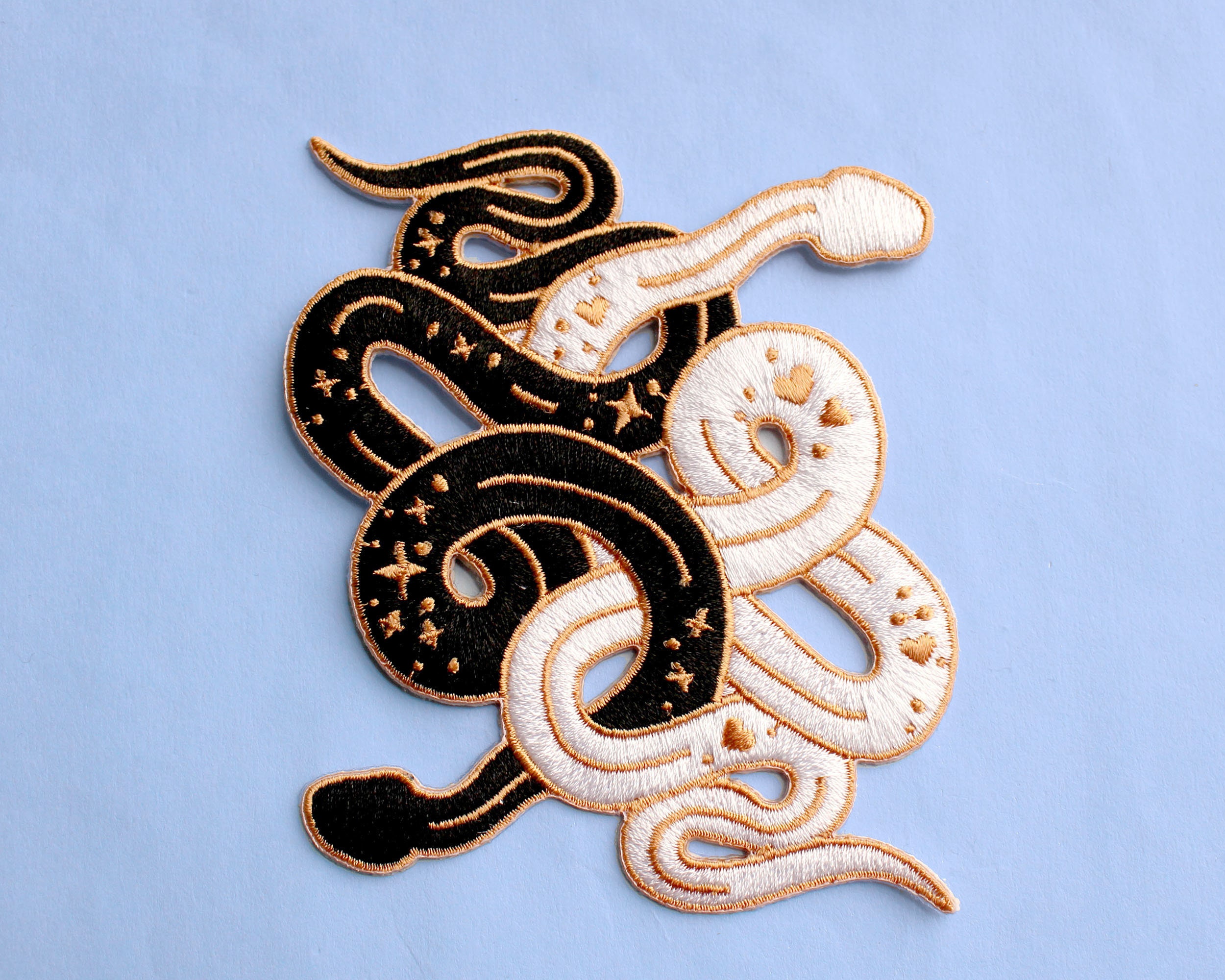 Black and white snake patch Iron on patch Embroidered patch | Etsy