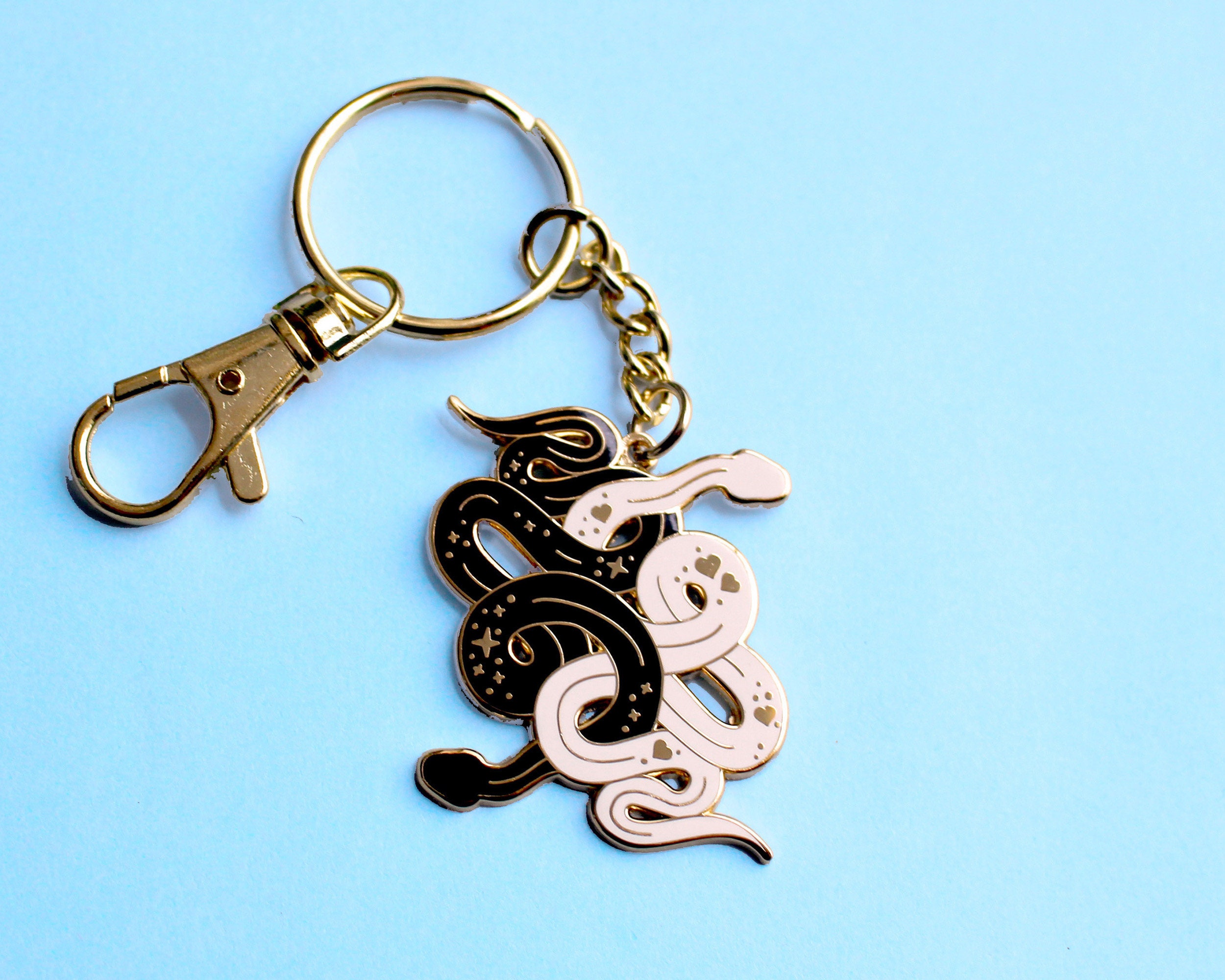 Snake key chain Keychain Black and white Gothic key chain Key Etsy
