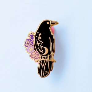 Raven Enamel Pin, Crow Enamel Pin image 6