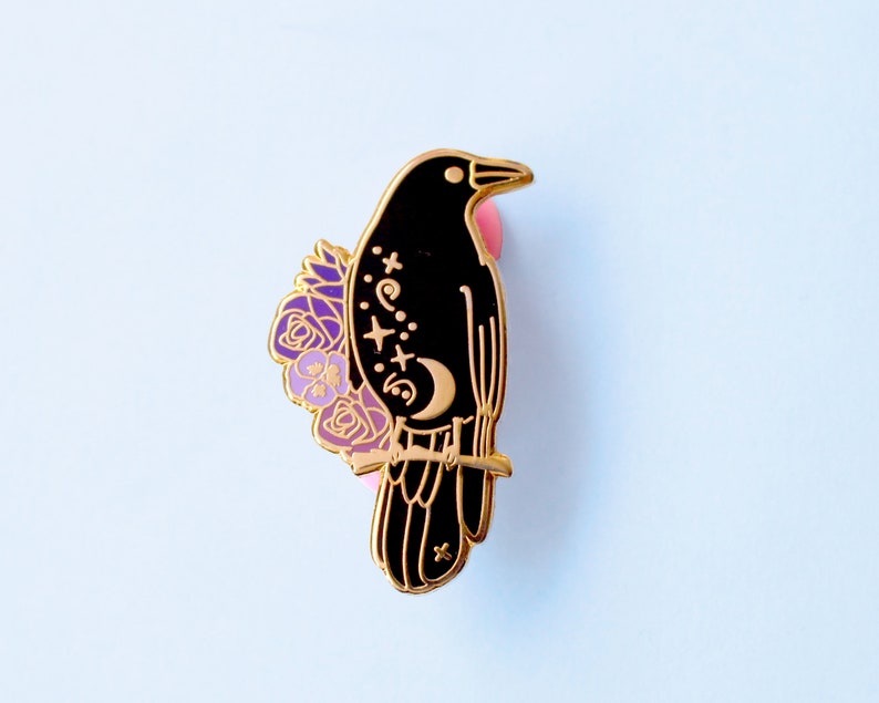 Raven Enamel Pin, Crow Enamel Pin image 6