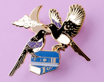 Literary Magpies Enamel Pin: 2 for Luck