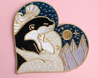 Hugging Otters Iron-on Patch