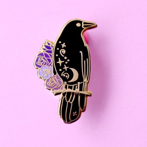 Raven Enamel Pin, Crow Enamel Pin