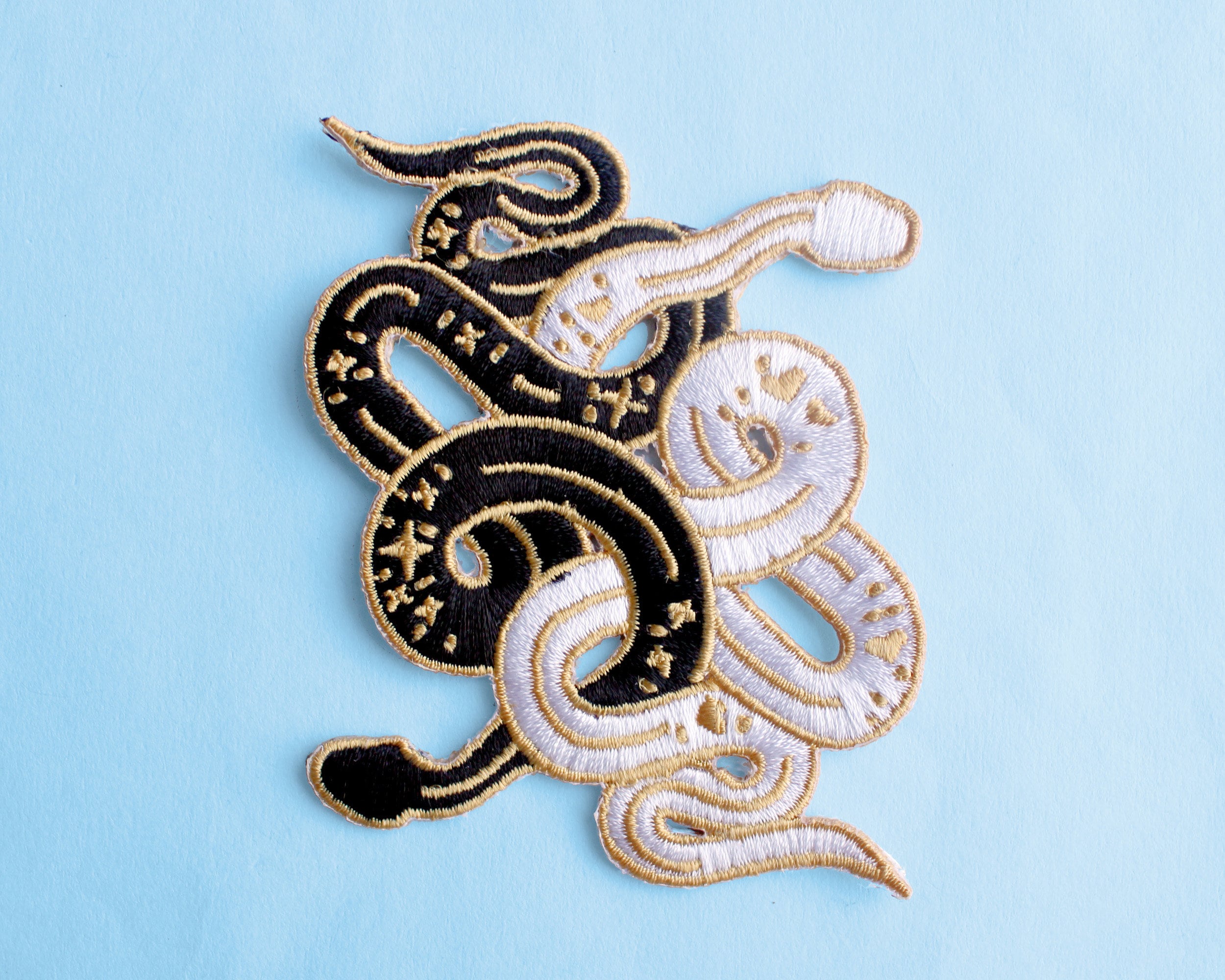 Black and White Snake Patch Iron on Patch Embroidered Patch Back