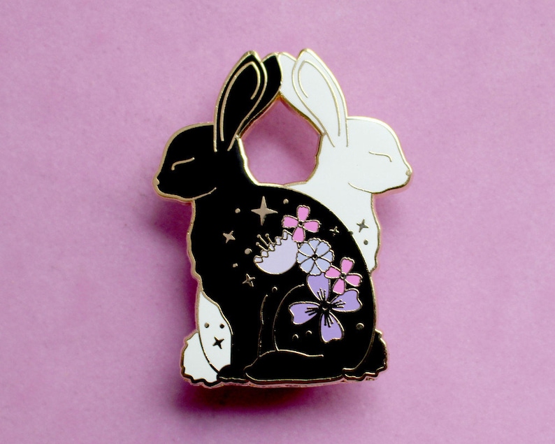 Floral Rabbit Enamel Pin Animal With Flowers Animal Enamel Pin - Etsy UK