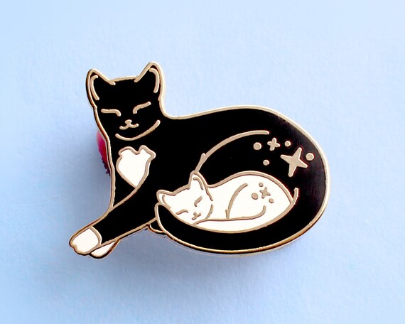 Mere Et Bebe Chat Email Pin Chat Noir Et Blanc Cadeau Pour Etsy France