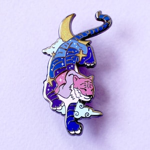 Celestial Tiger enamel pin, Big cat gift for tiger lovers