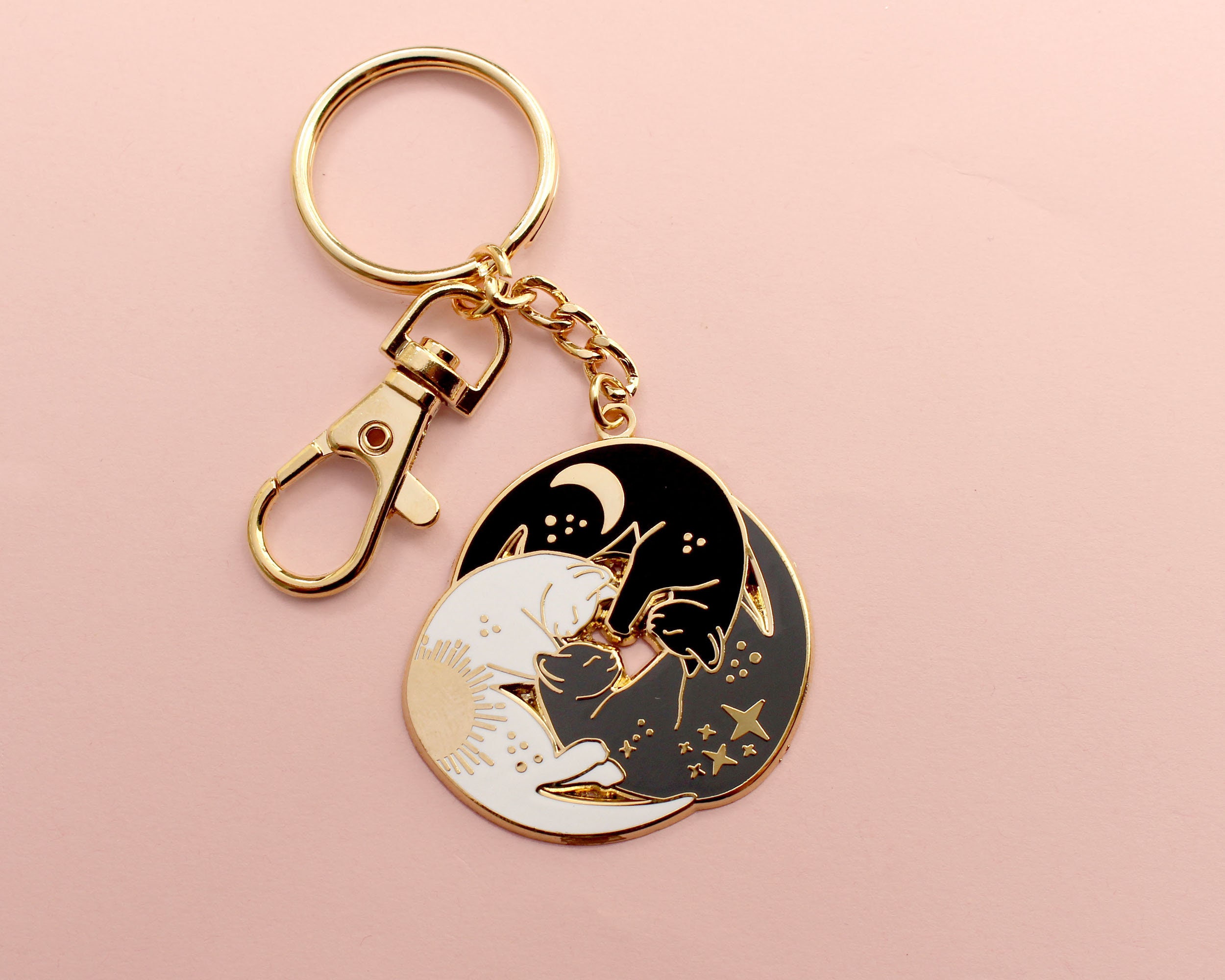 Lover White Black Cat Personality Pendant Keychain Key Jewelry Men Women Charm Lover White Black Cat Personality Pendant Keychain Key Jewelry Men Women Charm