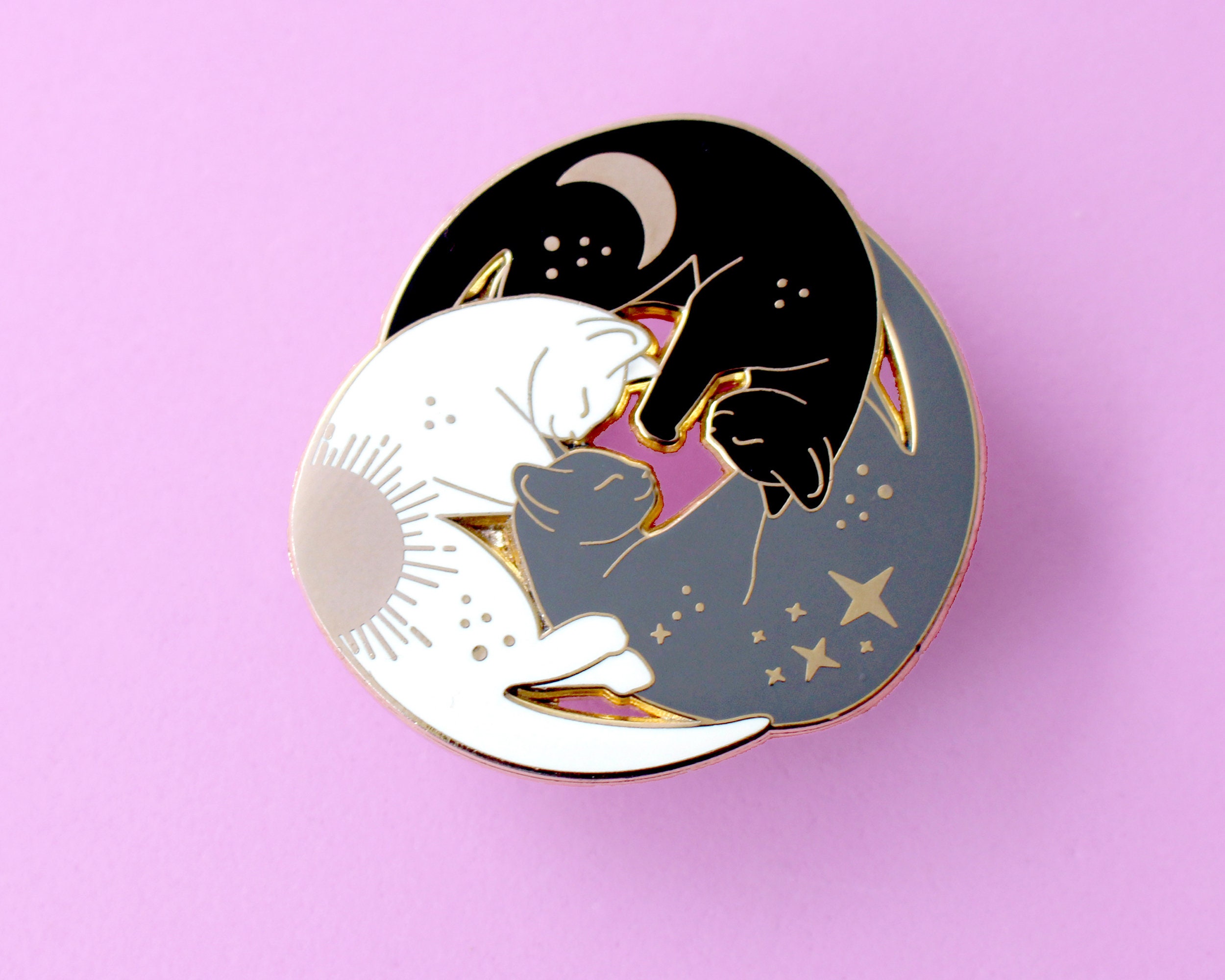 Triangular Cat Pin Trio of Cats Enamel Pin, Cat Enamel Pin - Etsy