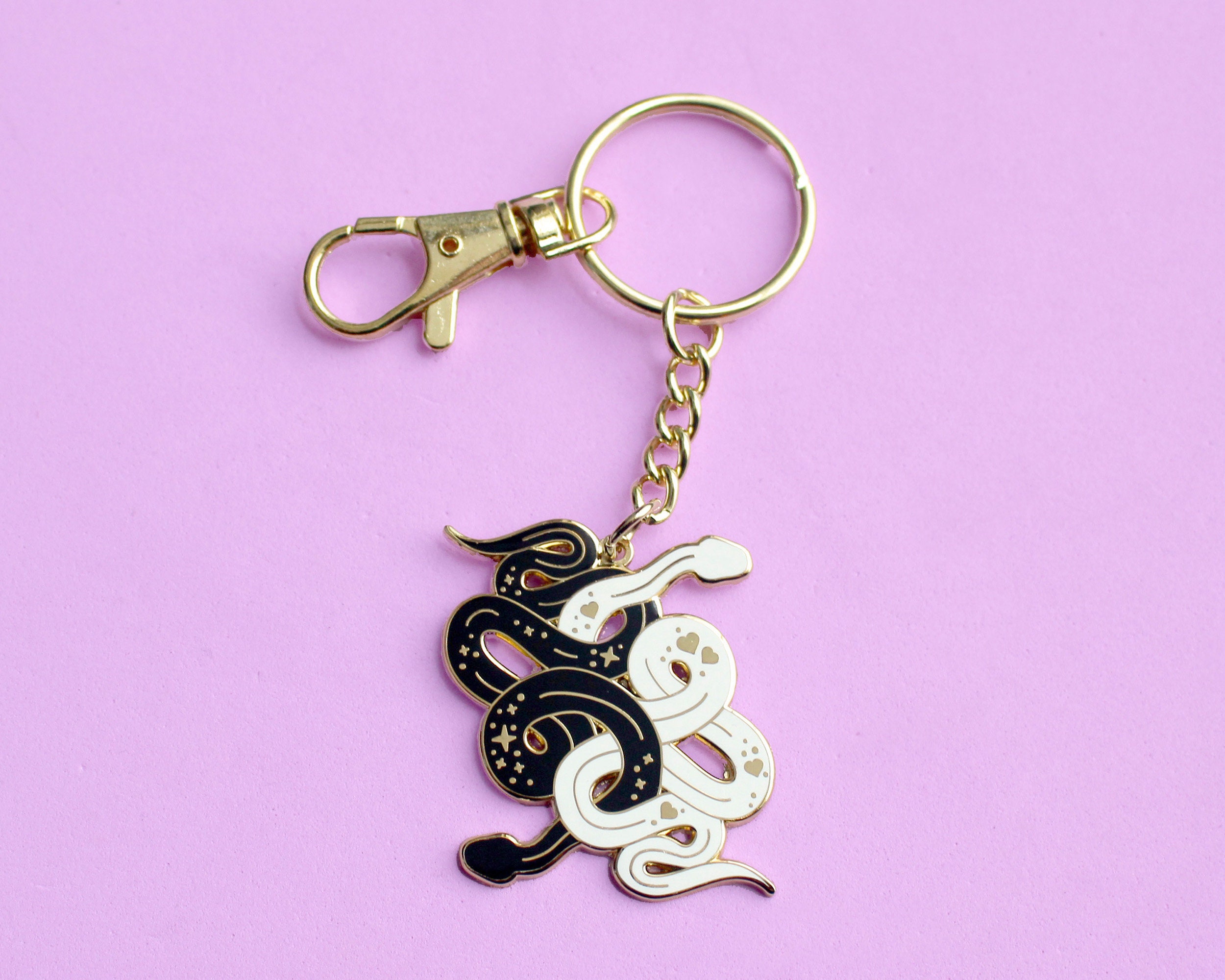Snake Key Chain Keychain Black and White Gothic Key Chain Key Etsy