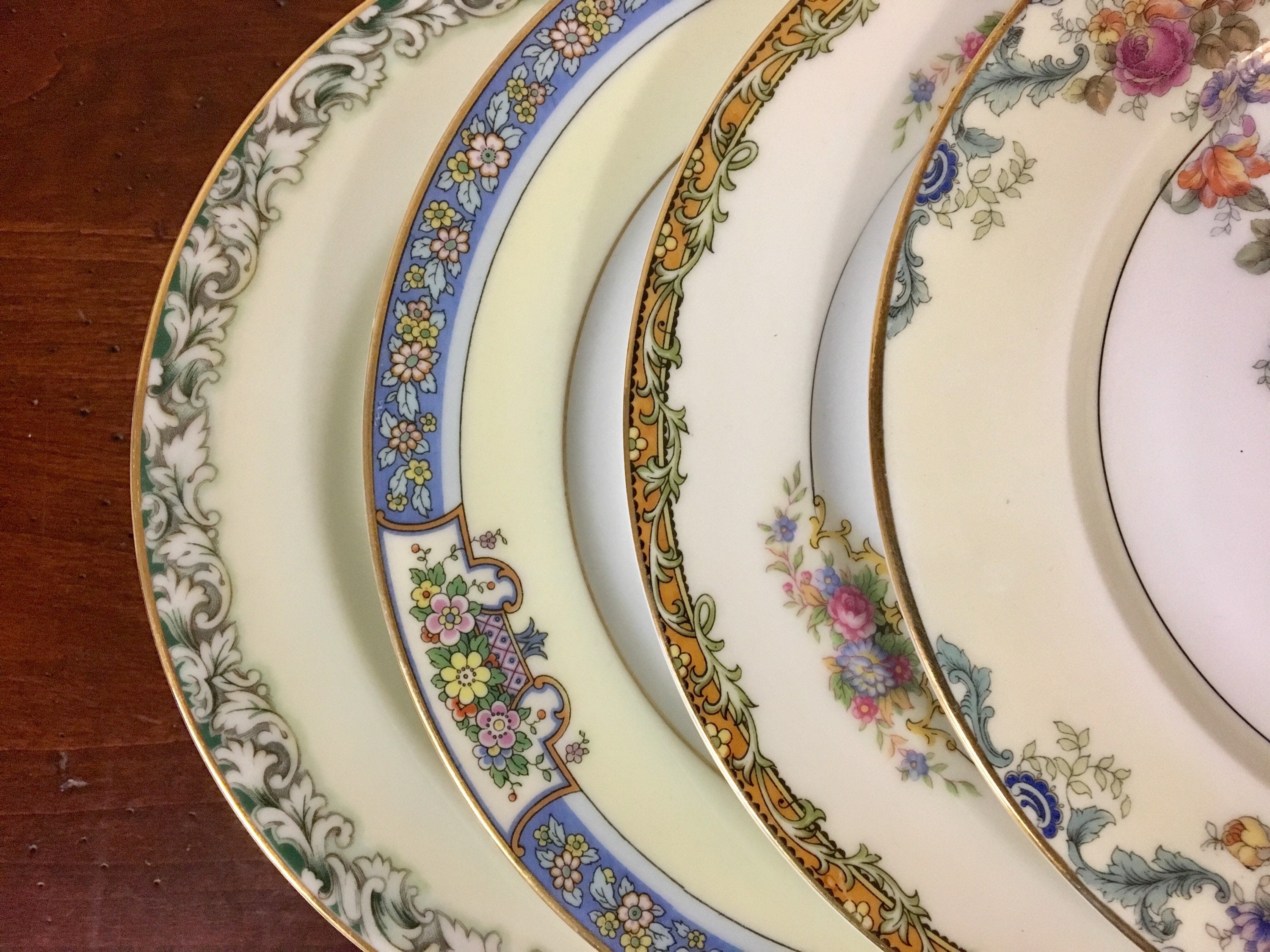 Mismatched China Salad Plates Set of 4 Collection 7016 / Etsy