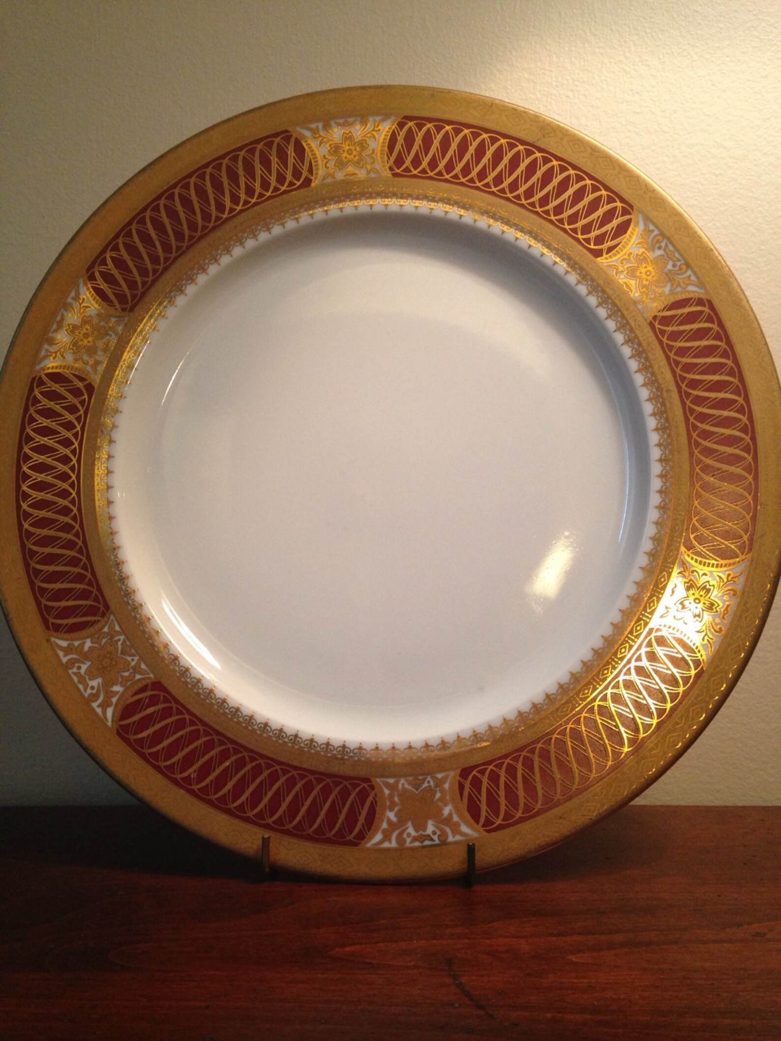 China Dinner Plate Gold & Red Maroon / Vintage Egyptian Etsy