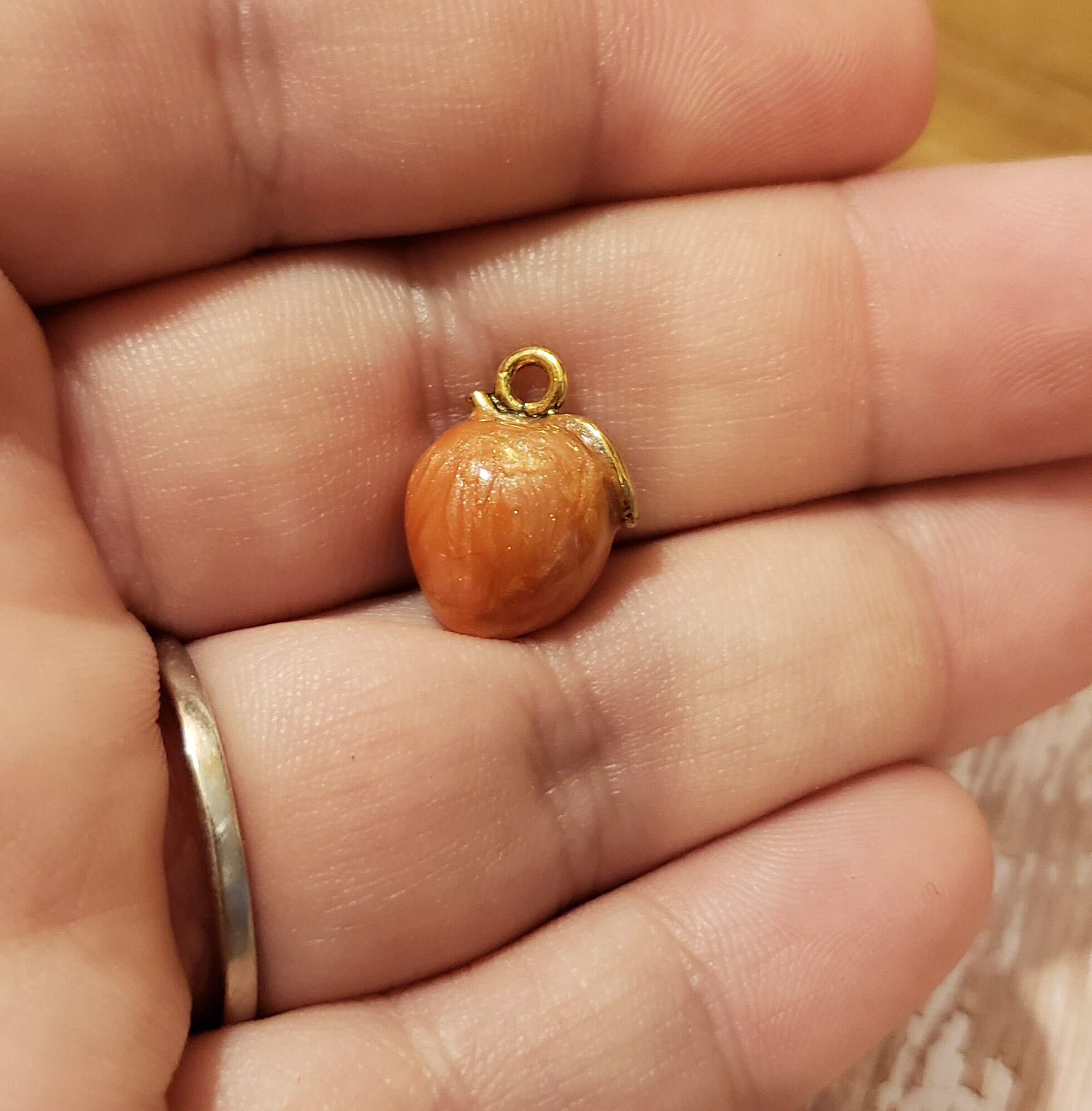 peach charm pewter charms