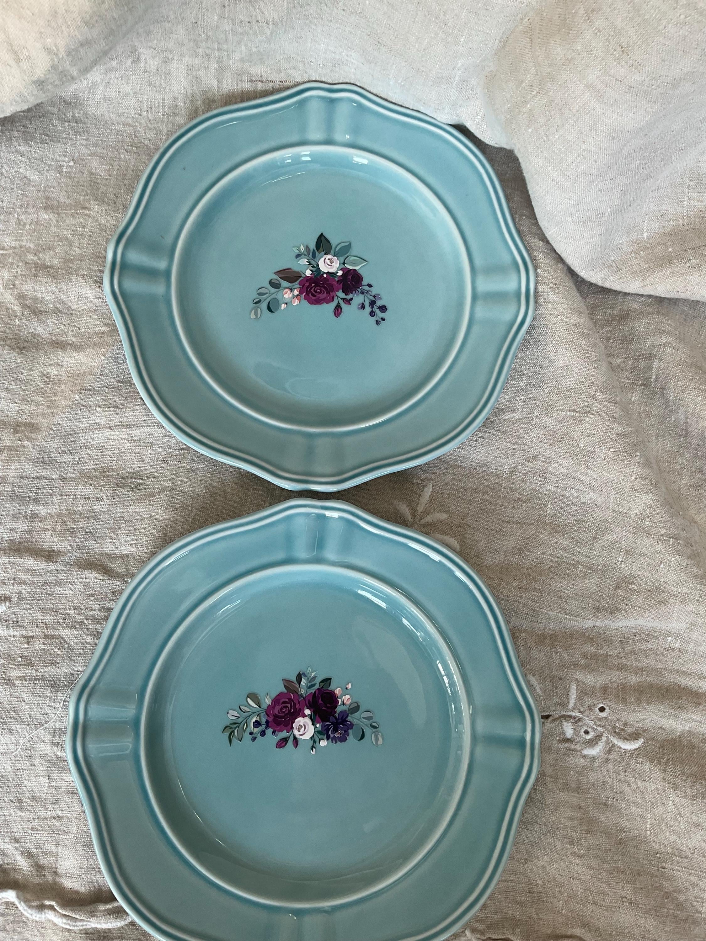 8 Blue Flower Plates - Etsy