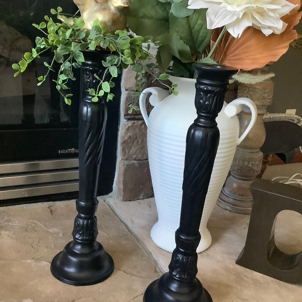 Tall Black Candlesticks Etsy