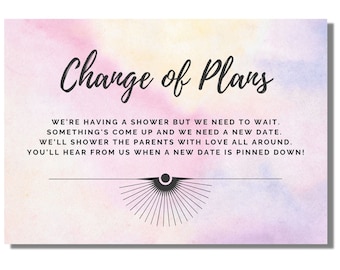 Stampa o e-mail / testo Baby Shower Postponement Card per cambio data con acquerello rosa