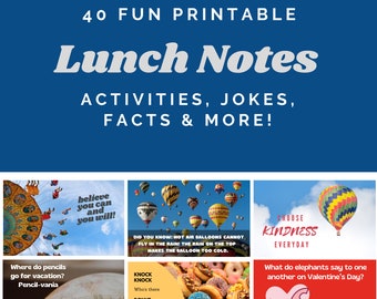 Note stampabili sul cestino del pranzo con attività, barzellette, giochi e fatti per bambini