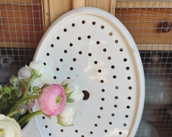 Beautiful vintage English ironstone tea stained strainer from a famous maker Wedgwood