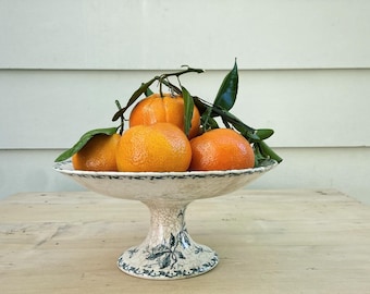 Beautiful tea stained antique French ironstone compotier ( fruit bowl ) CP01