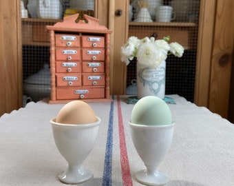 Beautiful pure white Vintage French set of 2 egg  cups- EC2