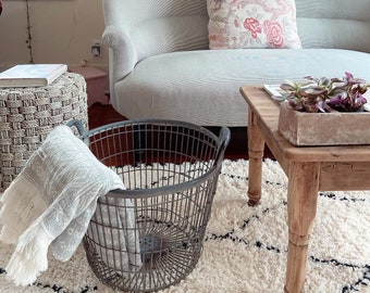 Beautiful rustic charm French zinc basket, laundry basket