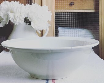 Beautiful Vintage French white  ironstone bowl- SLB