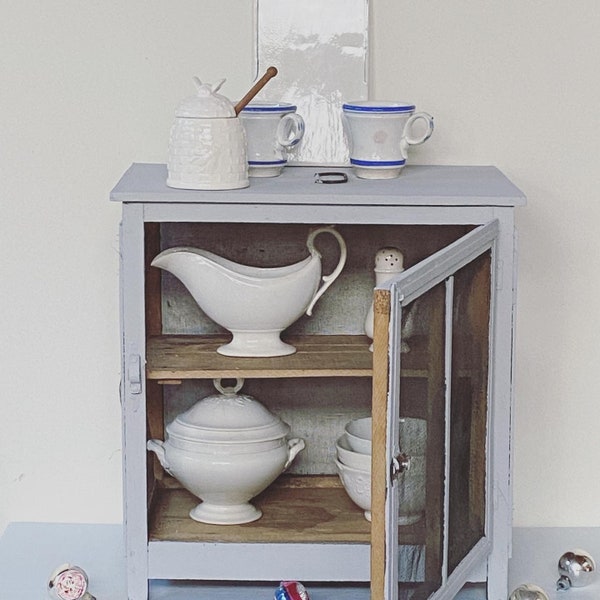 Lovely vintage French  Garde manger ( cheese safe ) with new paint Paris Grey from Annie  Sloan