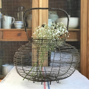 Huge primitive farmhouse vintage French egg basket image 1