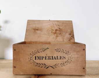 Beautiful vintage French wooden box with scripts