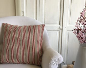 Pillowcase made from vintage French ticking fabric