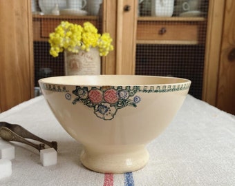 Beautiful large vintage French cafe au lait bowl with lovely floral design-LB1