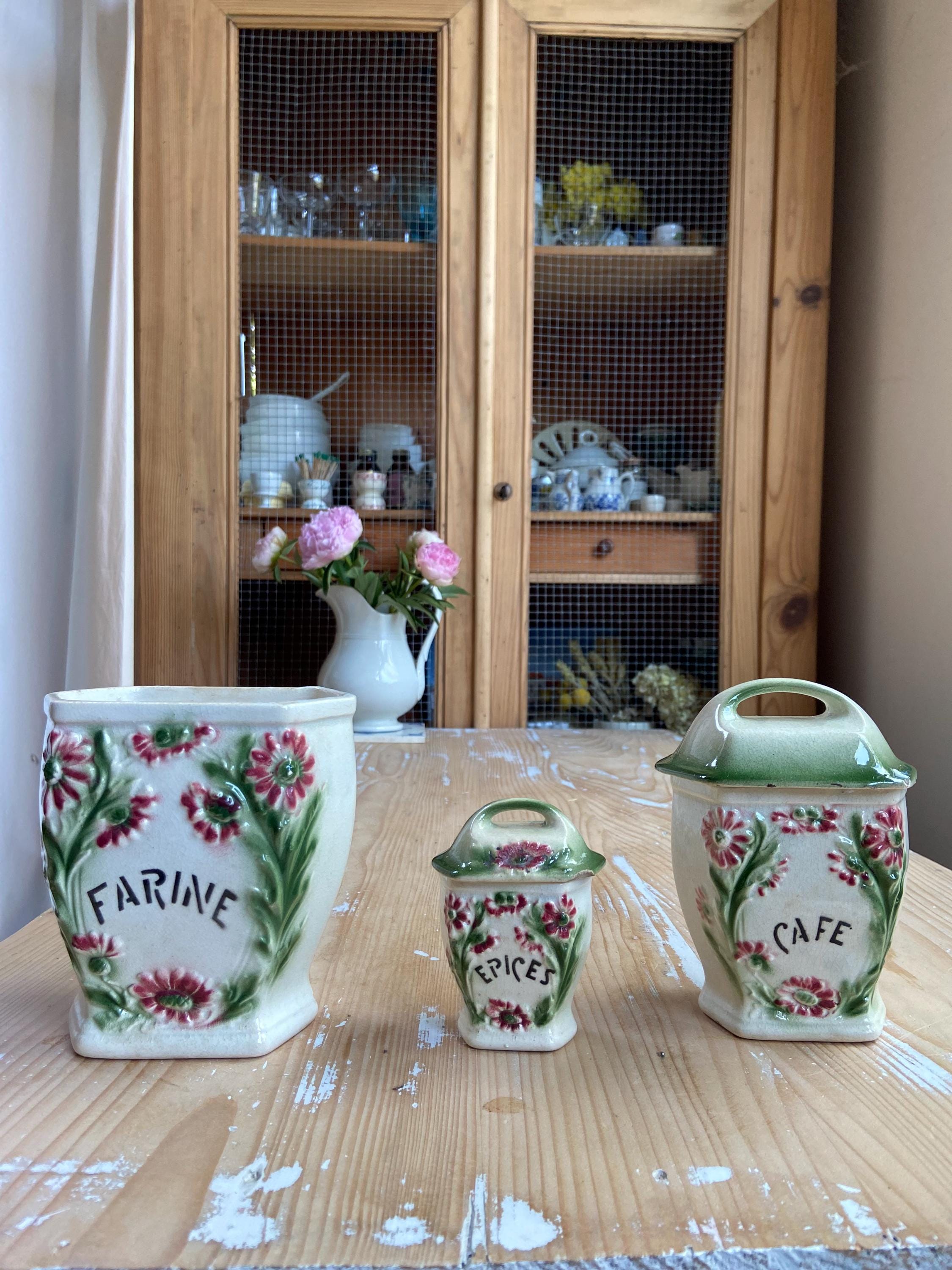 魅力的なアンティークのフランスの鉄石製スパイスポットセット - Etsy 日本